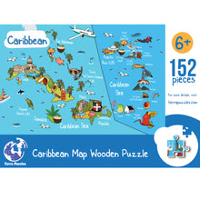 Load image into Gallery viewer, Caribbean Illustrated Map Wooden Jigsaw Puzzle for Children and Adults - 152-Piece