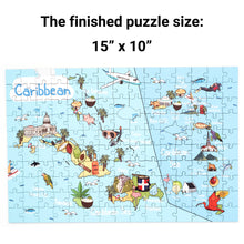Load image into Gallery viewer, Caribbean Illustrated Map Wooden Jigsaw Puzzle for Children and Adults - 152-Piece