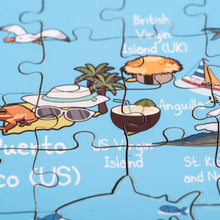 Load image into Gallery viewer, Caribbean Illustrated Map Wooden Jigsaw Puzzle for Children and Adults - 152-Piece