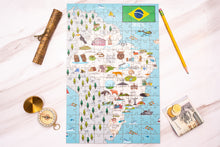 Load image into Gallery viewer, Brazil Illustrated Map Wooden Jigsaw Puzzle for Children and Adults - 152-Piece