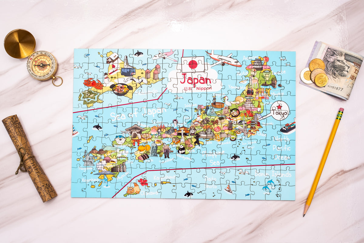 人生の実績解除パズル Japan Puzzle Map 日本地図 パズル グレー 無地