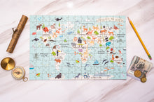 Load image into Gallery viewer, Wild Animals of the World Illustrated Map Wooden Jigsaw Puzzle for Children and Adults - 152-Piece