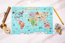 Load image into Gallery viewer, World Illustrated Map Wooden Jigsaw Puzzle for Children and Adults - 152-Piece