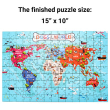 Load image into Gallery viewer, Dogs of the World Illustrated Map Wooden Jigsaw Puzzle for Children and Adults - 152-Piece