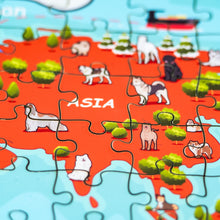 Load image into Gallery viewer, Dogs of the World Illustrated Map Wooden Jigsaw Puzzle for Children and Adults - 152-Piece