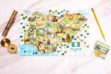 Load image into Gallery viewer, Nigeria Illustrated Map Wooden Jigsaw Puzzle for Children and Adults - 152-Piece