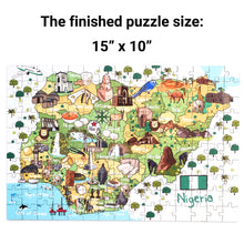 Load image into Gallery viewer, Nigeria Illustrated Map Wooden Jigsaw Puzzle for Children and Adults - 152-Piece