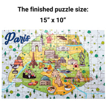 Load image into Gallery viewer, Paris Illustrated Map Wooden Jigsaw Puzzle for Children and Adults - 152-Piece