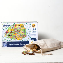 Load image into Gallery viewer, Paris Illustrated Map Wooden Jigsaw Puzzle for Children and Adults - 152-Piece