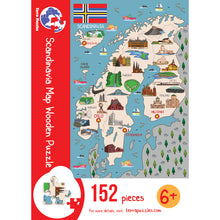 Load image into Gallery viewer, Scandinavia Illustrated Map Wooden Jigsaw Puzzle for Children and Adults - 152-Piece