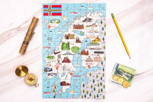 Load image into Gallery viewer, Scandinavia Illustrated Map Wooden Jigsaw Puzzle for Children and Adults - 152-Piece