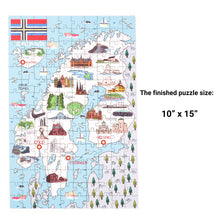 Load image into Gallery viewer, Scandinavia Illustrated Map Wooden Jigsaw Puzzle for Children and Adults - 152-Piece