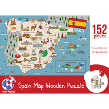 Load image into Gallery viewer, Spain Illustrated Map Wooden Jigsaw Puzzle for Children and Adults - 152-Piece