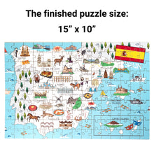 Load image into Gallery viewer, Spain Illustrated Map Wooden Jigsaw Puzzle for Children and Adults - 152-Piece