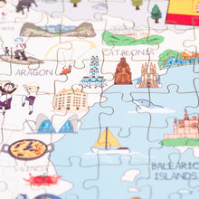 Load image into Gallery viewer, Spain Illustrated Map Wooden Jigsaw Puzzle for Children and Adults - 152-Piece