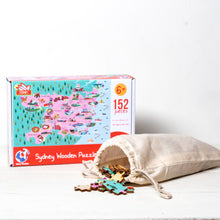 Load image into Gallery viewer, Sydney Illustrated Map Wooden Jigsaw Puzzle for Children and Adults - 152-Piece