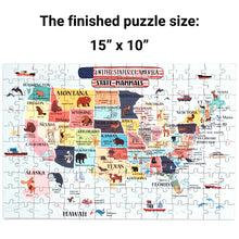 Load image into Gallery viewer, USA State Mammals Illustrated Map Wooden Jigsaw Puzzle for Children and Adults - 152-Piece