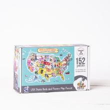 Load image into Gallery viewer, USA State Birds and Flowers Illustrated Map Wooden Jigsaw Puzzle for Children and Adults - 152-Piece