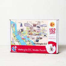 Load image into Gallery viewer, Washington DC Illustrated Map Wooden Jigsaw Puzzle for Children and Adults - 152-Piece