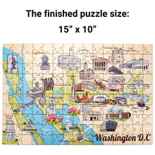 Load image into Gallery viewer, Washington DC Illustrated Map Wooden Jigsaw Puzzle for Children and Adults - 152-Piece
