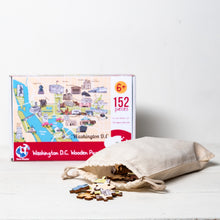 Load image into Gallery viewer, Washington DC Illustrated Map Wooden Jigsaw Puzzle for Children and Adults - 152-Piece