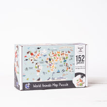Load image into Gallery viewer, Wild Animals of the World Illustrated Map Wooden Jigsaw Puzzle for Children and Adults - 152-Piece