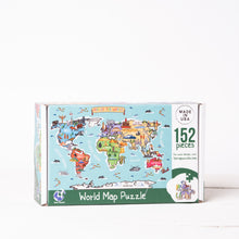 Load image into Gallery viewer, World Illustrated Map Wooden Jigsaw Puzzle for Children and Adults - 152-Piece