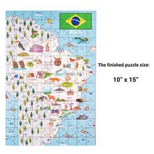 Load image into Gallery viewer, Brazil Illustrated Map Wooden Jigsaw Puzzle for Children and Adults - 152-Piece