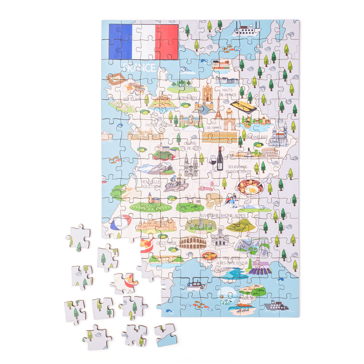 Grafika (01225) - Map of France, Larousse, 1925 - 2000 pieces puzzle