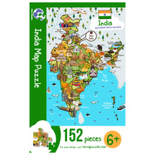 Load image into Gallery viewer, India Illustrated Map Wooden Jigsaw Puzzle for Children and Adults - 152-Piece