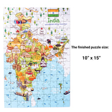 Load image into Gallery viewer, India Illustrated Map Wooden Jigsaw Puzzle for Children and Adults - 152-Piece