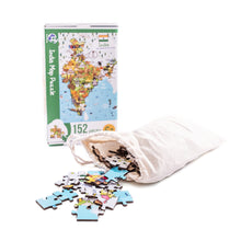 Load image into Gallery viewer, India Illustrated Map Wooden Jigsaw Puzzle for Children and Adults - 152-Piece