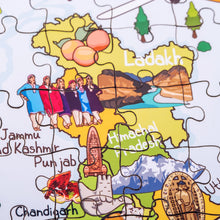 Load image into Gallery viewer, India Illustrated Map Wooden Jigsaw Puzzle for Children and Adults - 152-Piece
