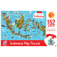 Load image into Gallery viewer, Indonesia Illustrated Map Wooden Jigsaw Puzzle for Children and Adults - 152-Piece