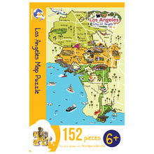Load image into Gallery viewer, Los Angeles Illustrated Map Wooden Jigsaw Puzzle for Children and Adults - 152-Piece