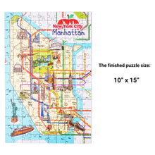 Load image into Gallery viewer, New York Manhattan Subway Illustrated Map Wooden Jigsaw Puzzle for Children and Adults - 152-Piece