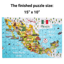 Load image into Gallery viewer, Mexico Illustrated Map Wooden Jigsaw Puzzle for Children and Adults - 152-Piece