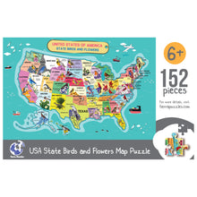 Load image into Gallery viewer, USA State Birds and Flowers Illustrated Map Wooden Jigsaw Puzzle for Children and Adults - 152-Piece