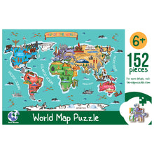 Load image into Gallery viewer, World Illustrated Map Wooden Jigsaw Puzzle for Children and Adults - 152-Piece