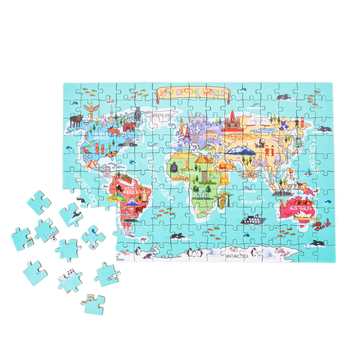 World Illustrated Map Wooden Jigsaw Puzzle for Children and Adults - 1 –  Terra Puzzles