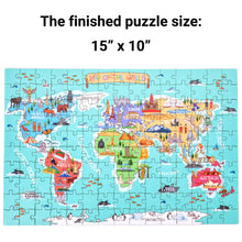 Load image into Gallery viewer, World Illustrated Map Wooden Jigsaw Puzzle for Children and Adults - 152-Piece