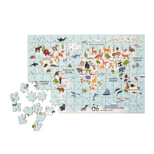 Load image into Gallery viewer, Wild Animals of the World Illustrated Map Wooden Jigsaw Puzzle for Children and Adults - 152-Piece