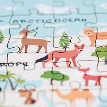 Load image into Gallery viewer, Wild Animals of the World Illustrated Map Wooden Jigsaw Puzzle for Children and Adults - 152-Piece