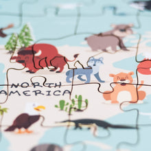 Load image into Gallery viewer, Wild Animals of the World Illustrated Map Wooden Jigsaw Puzzle for Children and Adults - 152-Piece