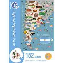 Load image into Gallery viewer, Argentina Illustrated Map Wooden Jigsaw Puzzle for Children and Adults - 152-Piece
