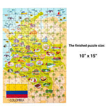 Load image into Gallery viewer, Colombia Illustrated Map Wooden Jigsaw Puzzle for Children and Adults - 152-Piece
