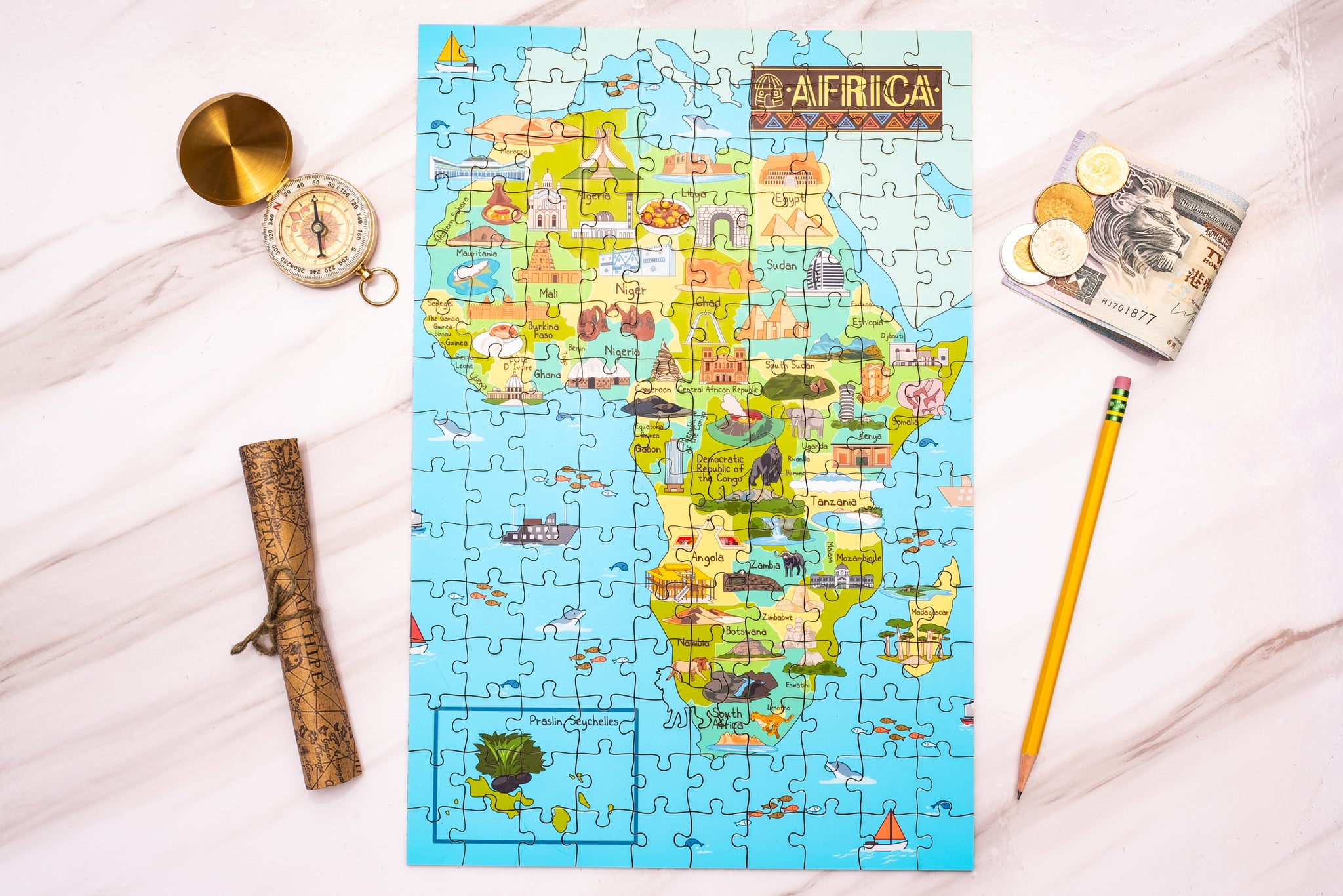 Ancien Puzzle Carte Afrique Colonies 1960 - Jouets Vera - État Correct