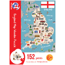 Load image into Gallery viewer, England Illustrated Map Wooden Jigsaw Puzzle for Children and Adults - 152-Piece
