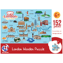 Load image into Gallery viewer, London Illustrated Map Wooden Jigsaw Puzzle for Children and Adults - 152-Piece
