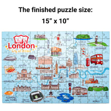 Load image into Gallery viewer, London Illustrated Map Wooden Jigsaw Puzzle for Children and Adults - 152-Piece
